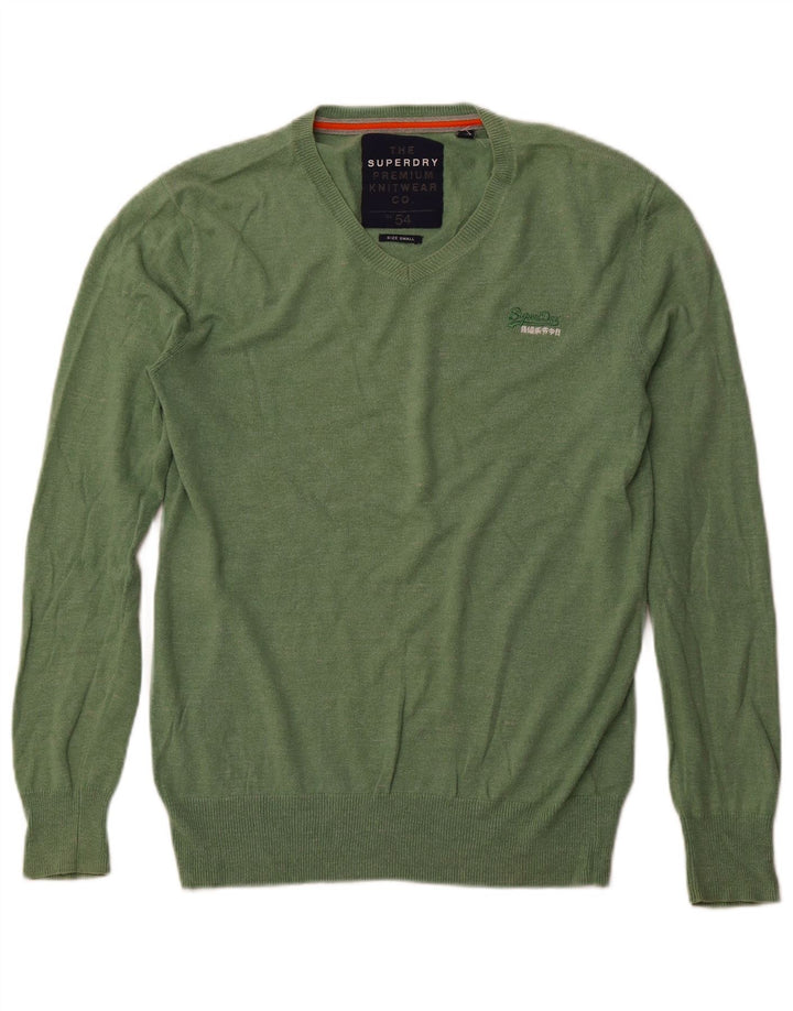 Maglione da uomo con scollo a V Superdry piccolo in cotone verde