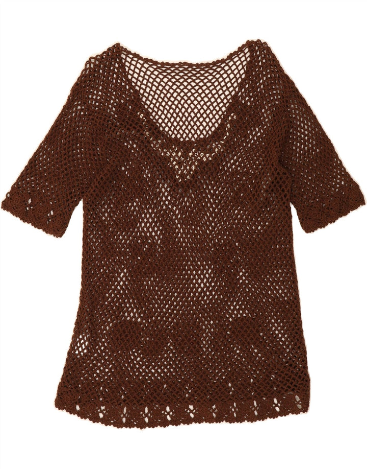 VINTAGE Womens Crochet Tunic Top UK 20 2XL Brown Vintage Vintage and Second-Hand Vintage from Messina Hembry 