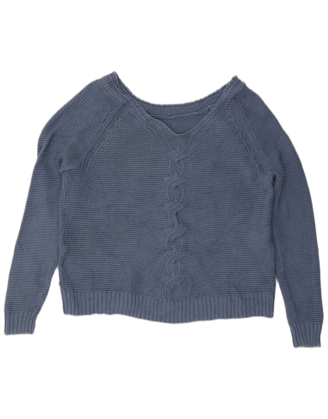 Maglione da donna Roxy corto oversize con scollo a V UK 16 grande cotone blu