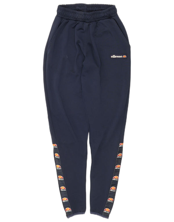 ELLESSE Pantaloni da tuta con grafica da donna UK 6 XS Poliestere blu navy