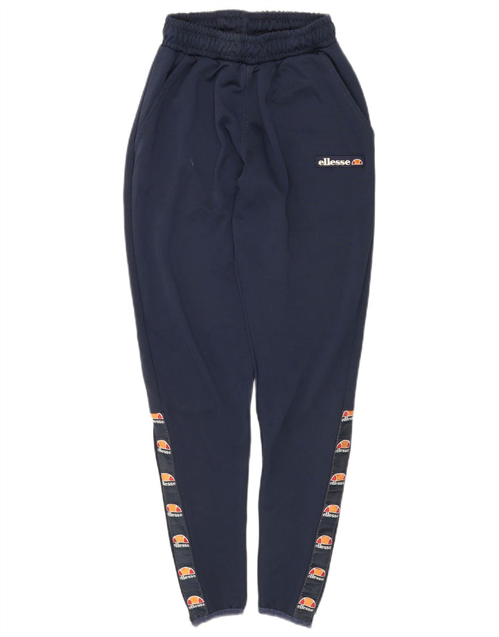 ELLESSE Pantaloni da tuta con grafica da donna UK 6 XS Poliestere blu navy