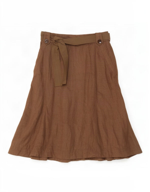 Gonna a tromba da donna Laura Ashley UK 10 piccola W30 lino marrone