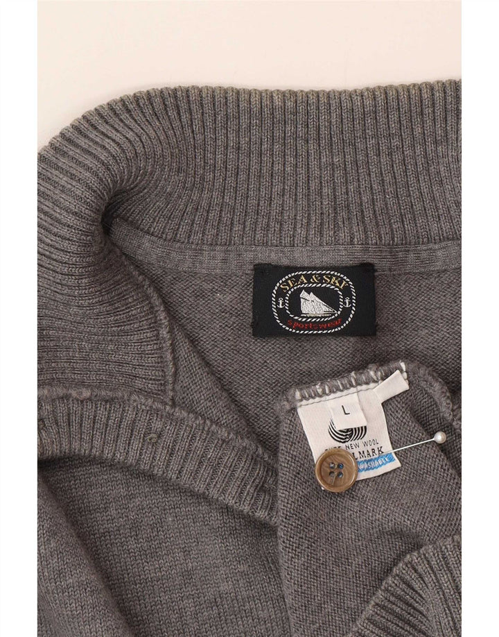 Maglione da uomo Sea & Sky con bottoni e collo grande in lana grigia