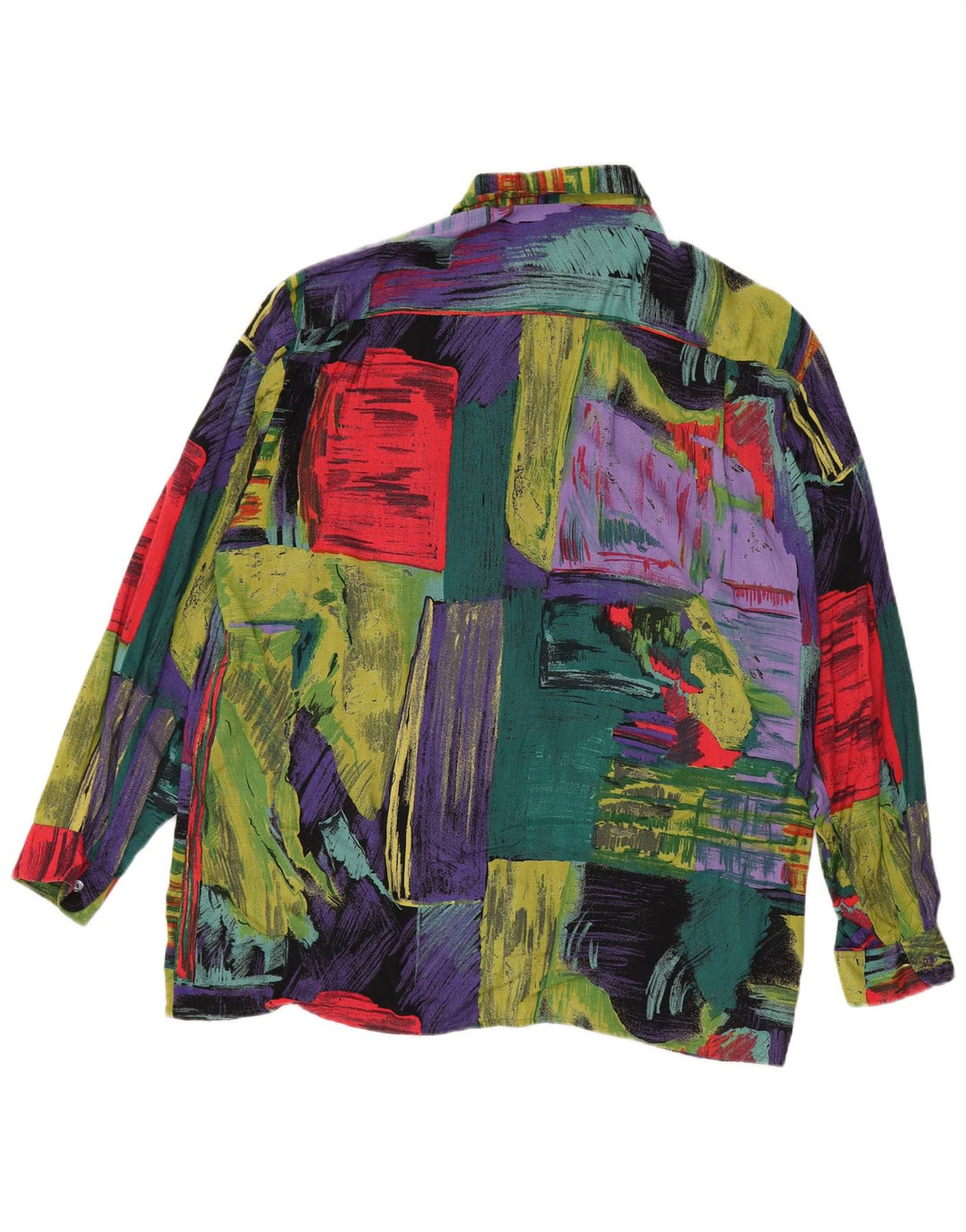 Camicia vintage da uomo con motivo astratto taglia 41/42 grande multicolore