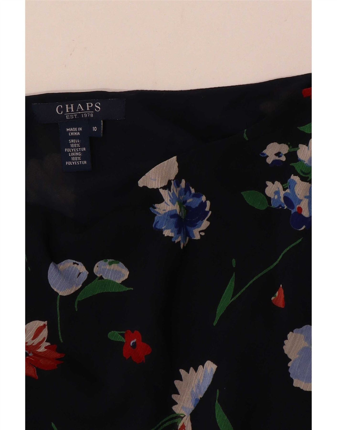 Gonna a trapezio da donna Chaps US 10 Large W30 Poliestere floreale blu navy