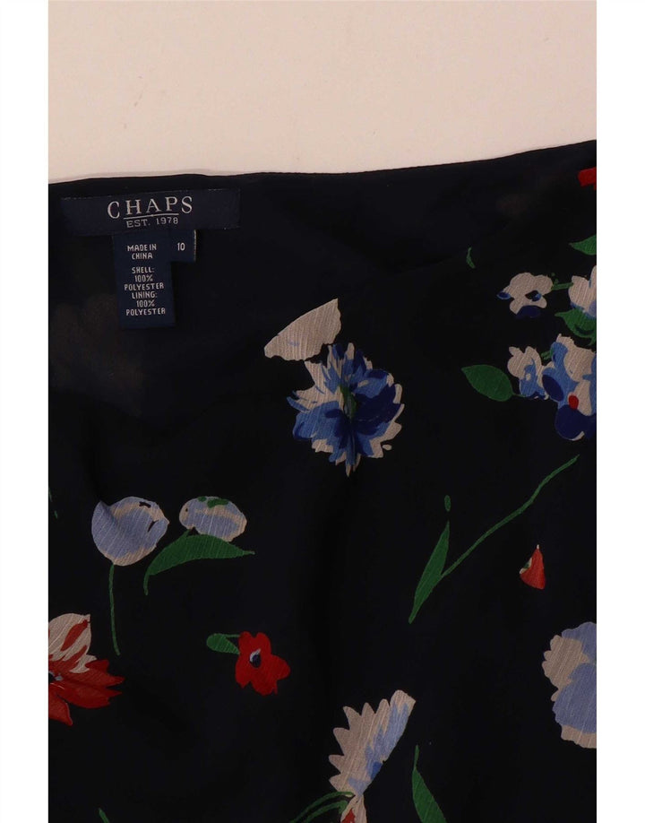 Gonna a trapezio da donna Chaps US 10 Large W30 Poliestere floreale blu navy