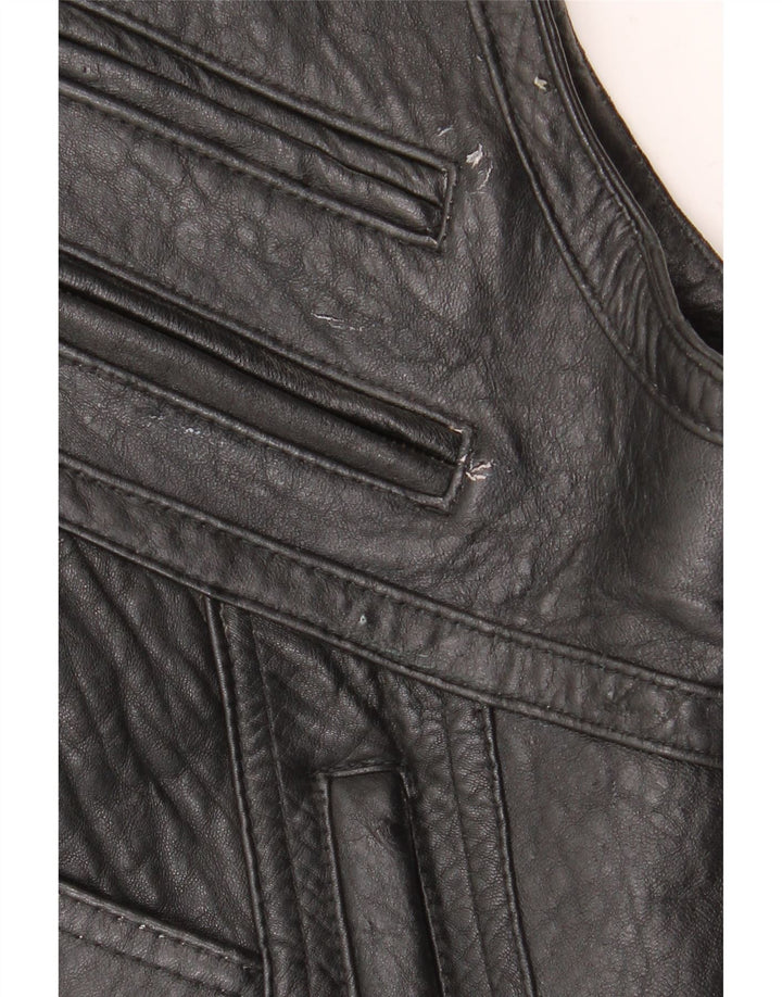 Gilet in pelle da uomo vintage EU 52 XL in pelle nera