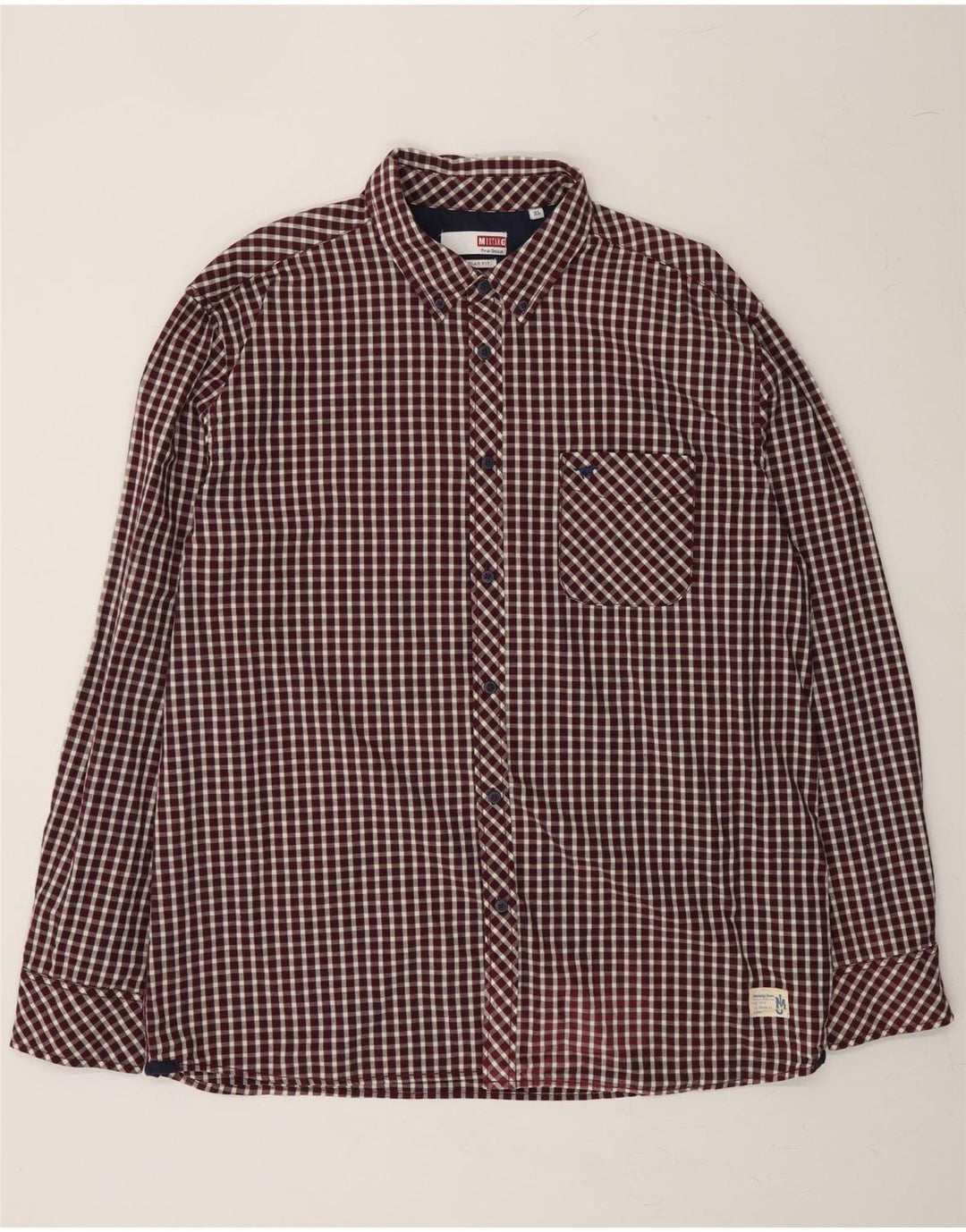 MUSTANG Mens Regular Fit Shirt XL Burgundy Check Cotton Vintage Mustang and Second-Hand Mustang from Messina Hembry 