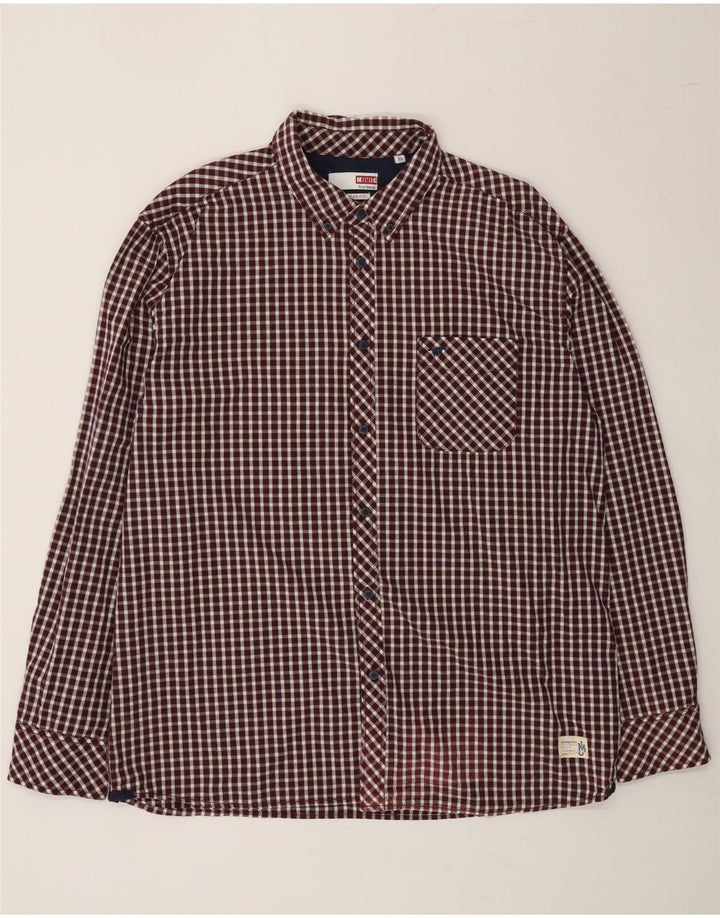 MUSTANG Mens Regular Fit Shirt XL Burgundy Check Cotton Vintage Mustang and Second-Hand Mustang from Messina Hembry 