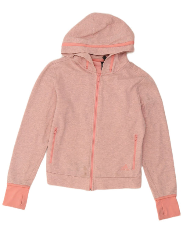 Maglione con cappuccio e zip da donna Adidas UK 14 cotone rosa medio