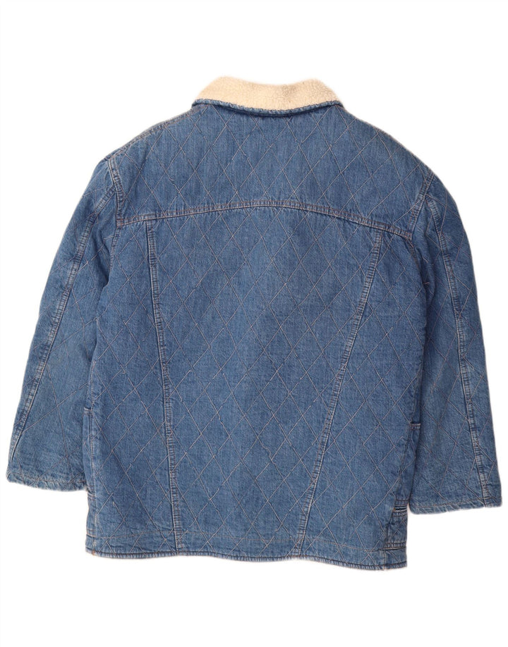 Giacca da uomo in denim sherpa VINTAGE UK 40 grande cotone blu classico