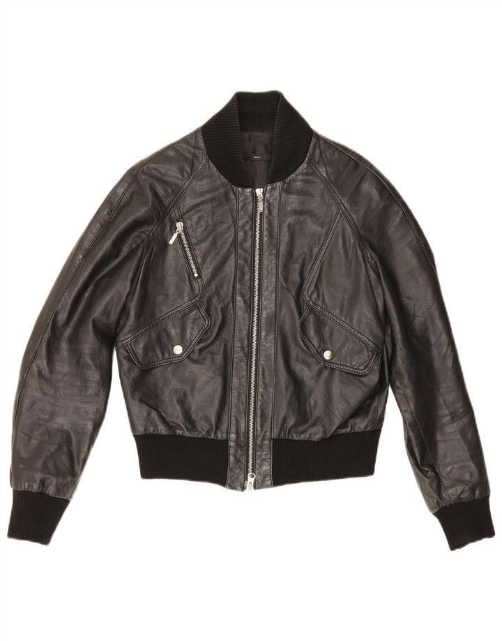 Giacca in pelle corta da donna Sasch UK 14 media nera