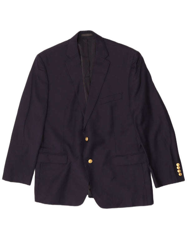 Ralph Lauren Giacca blazer da uomo a 2 bottoni UK 44 2XL Lana blu navy