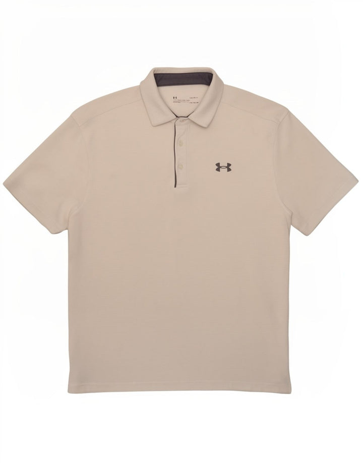 Polo da uomo Under Armour grande bianca in poliestere sportiva