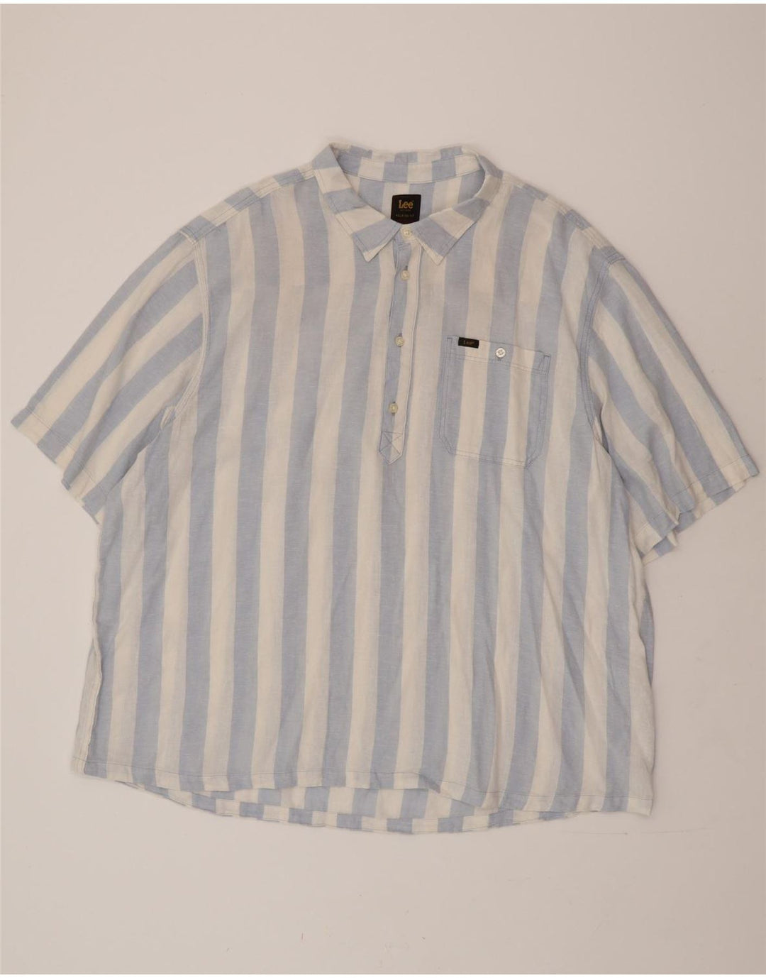Camicia pullover da uomo a maniche corte vestibilità comoda LEE 2XL lino a righe blu