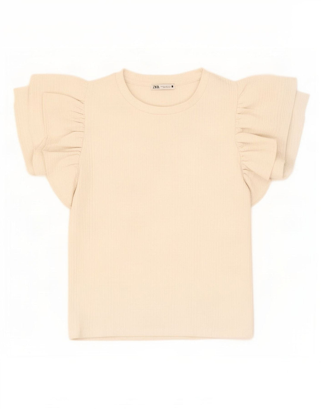 Top corto da donna Zara in camicetta UK 12 poliestere bianco sporco medio