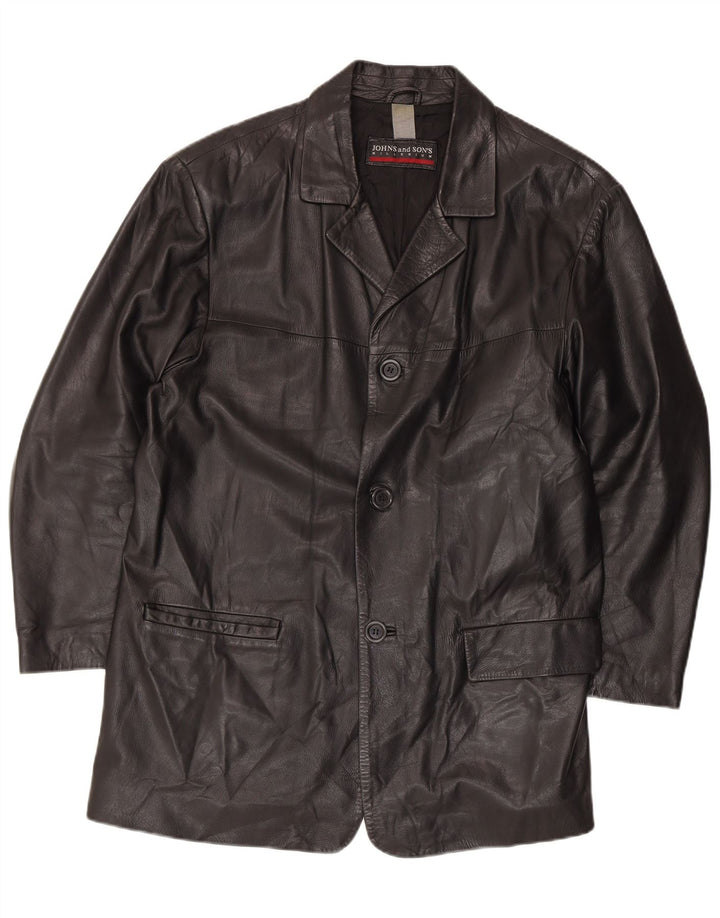 Giacca blazer in pelle da uomo a 3 bottoni Johns And Son IT 56 3XL Pelle nera