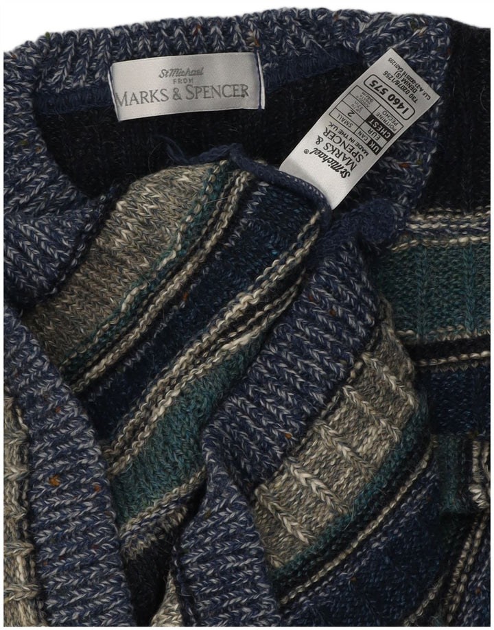 Marks & Spencer Maglione maglione girocollo da uomo St. Michael piccolo blu