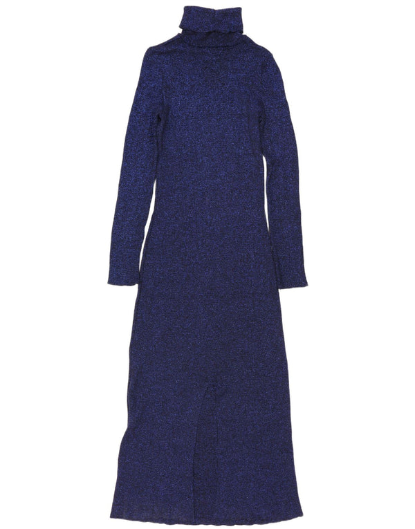 Abito maglione a maniche lunghe da donna Zara UK 8 Small in viscosa screziata blu navy