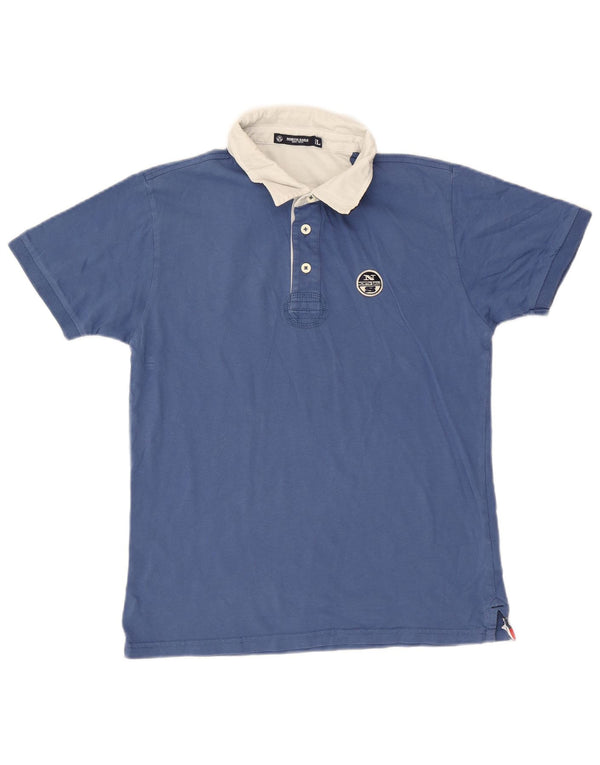 Polo da uomo North Sails Large in cotone color block blu