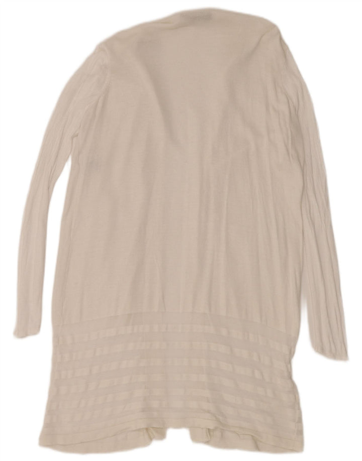 Maglione cardigan aperto lungo da donna Marks & Spencer UK 16 grande bianco