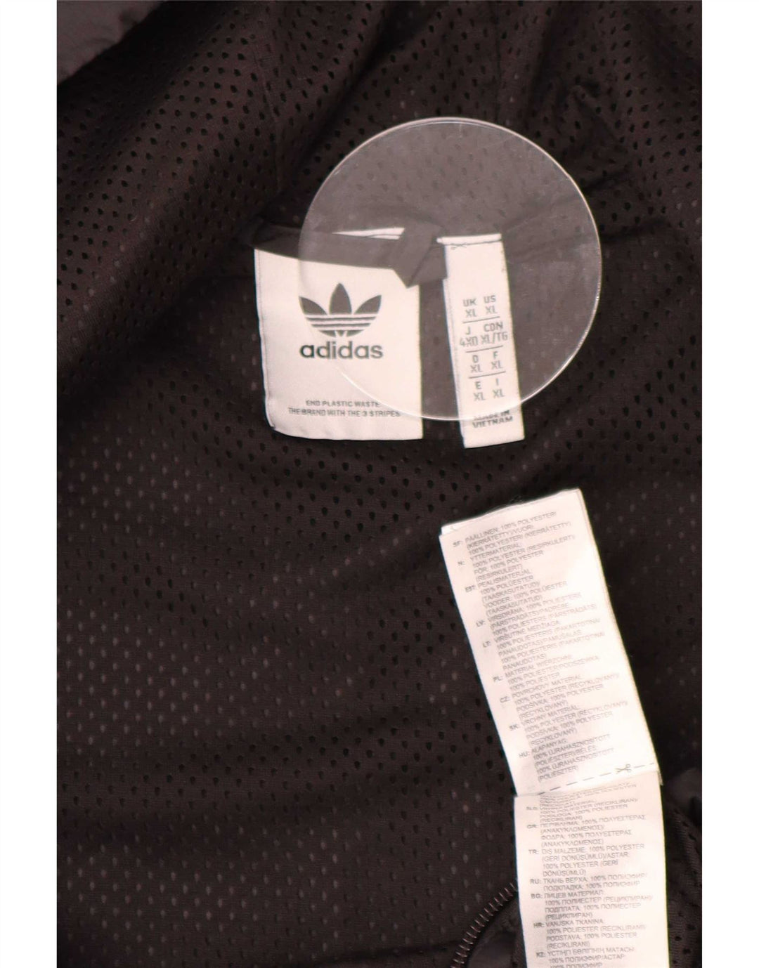 Giacca antipioggia con cappuccio grafico da uomo Adidas UK 42 XL poliestere nero