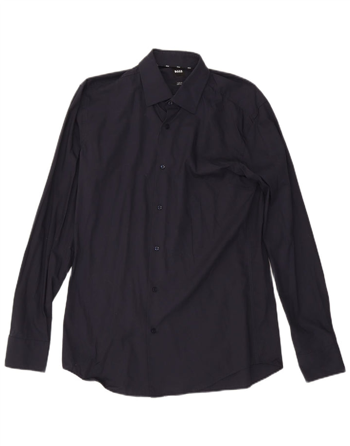 Camicia slim fit da uomo Hugo Boss taglia 39 15 1/2 medio blu navy