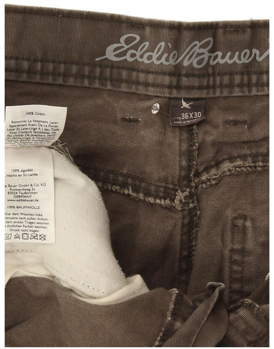 Pantaloni cargo dritti da uomo Eddie Bauer W36 L30 cotone grigio