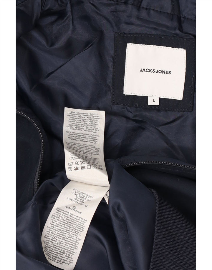 Giacca bomber con cappuccio da uomo Jack & Jones UK 40 grande poliestere blu navy