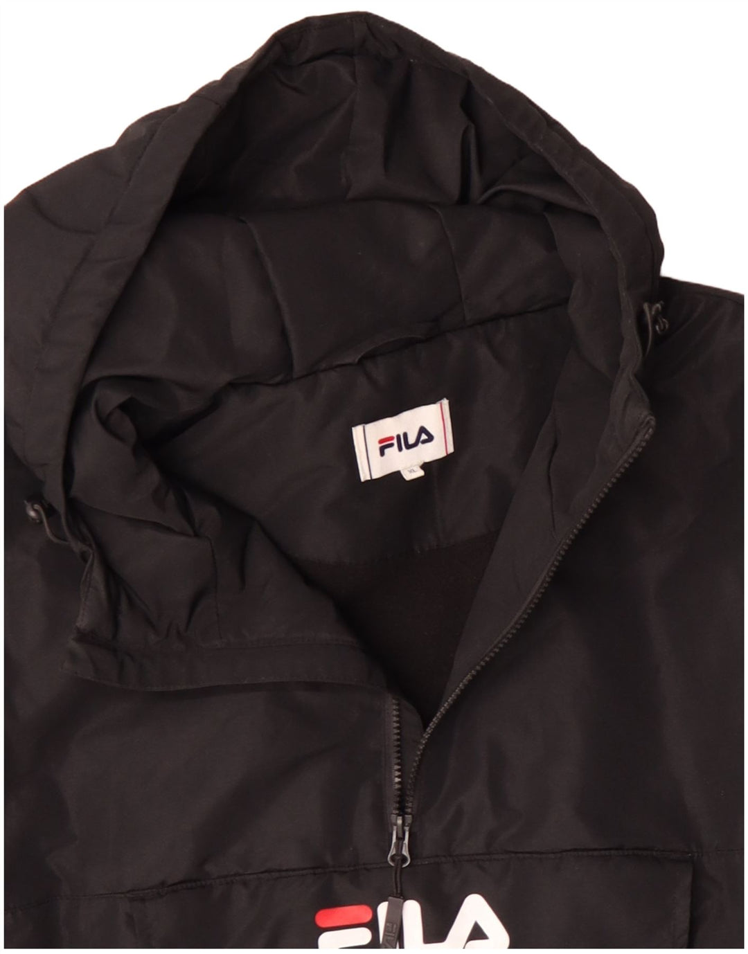Giacca anorak con cappuccio grafico da uomo FILA UK 42 XL poliestere nero