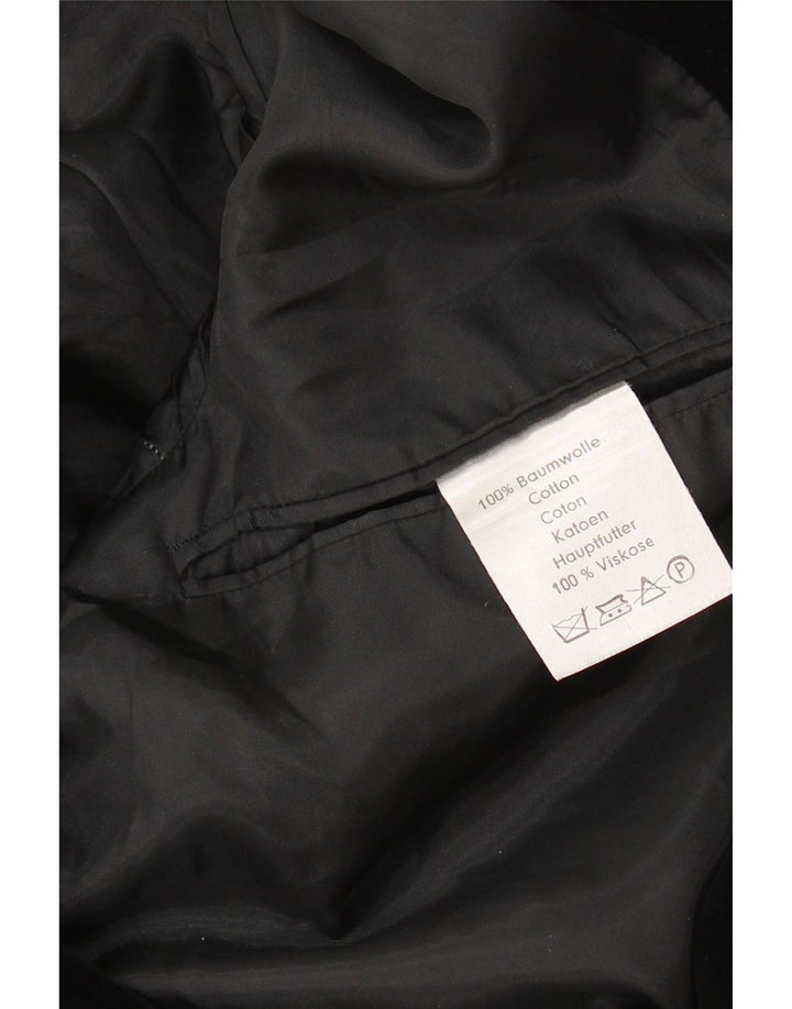 Giacca blazer in velluto a 2 bottoni vintage da uomo UK 36 piccola nera