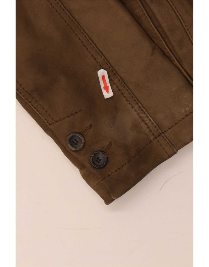 Giacca in pelle da uomo Marlboro Classics UK 38 Marrone medio