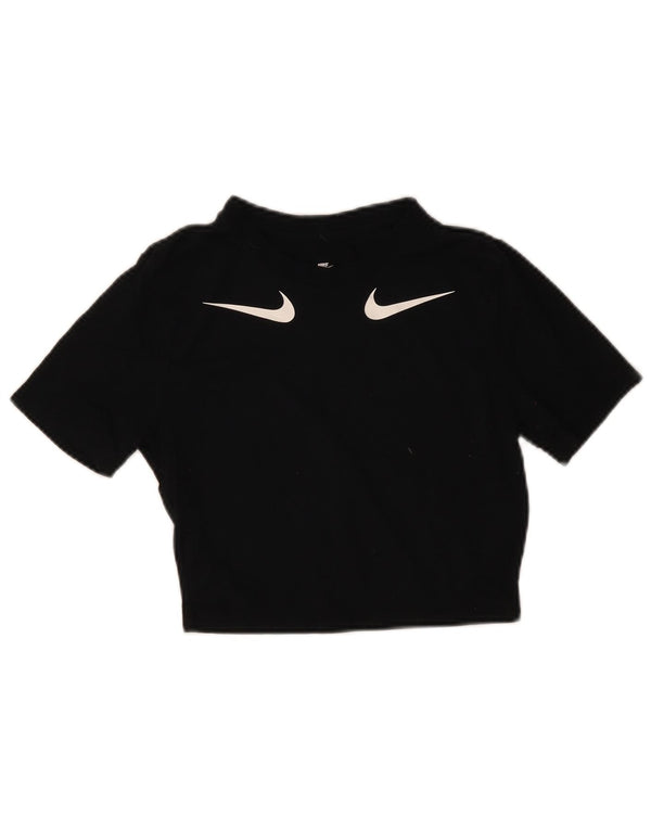 T-shirt grafica Nike da donna, vestibilità slim, corta, UK 8, piccola, nera, modale