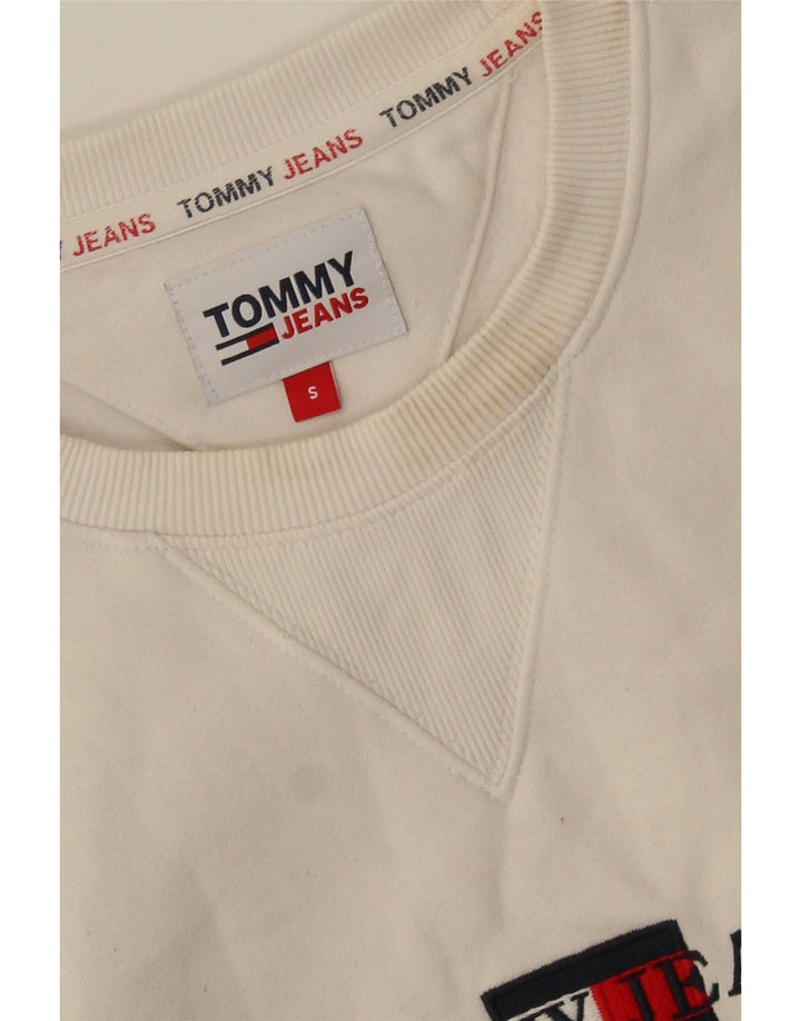 Tommy Hilfiger Felpa grafica da uomo Maglione piccolo cotone bianco