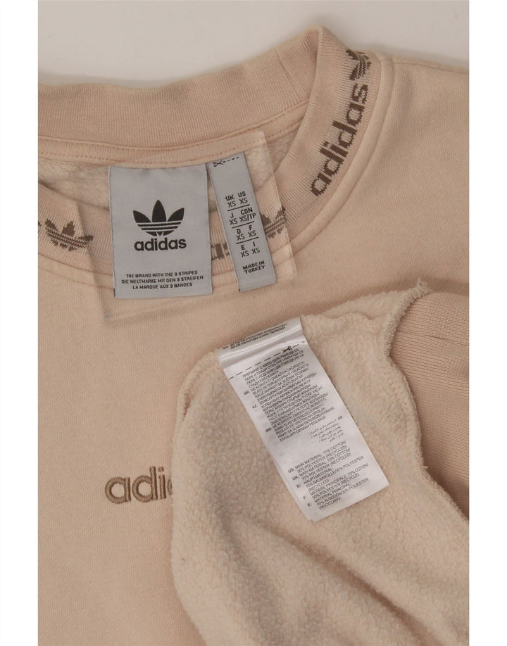 ADIDAS Mens Graphic Sweatshirt Jumper XS Beige Cotton Vintage Adidas and Second-Hand Adidas from Messina Hembry 