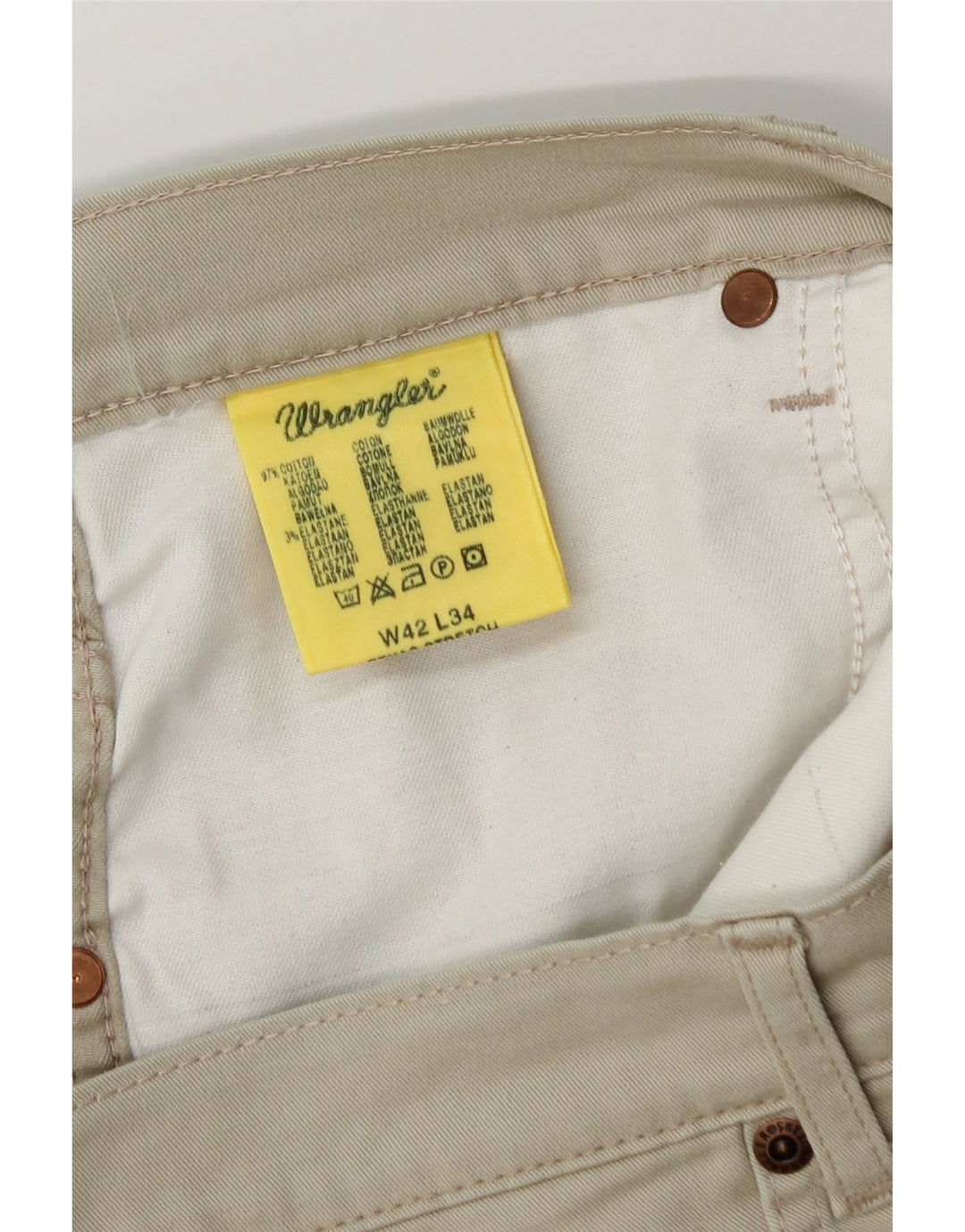 Jeans dritti da uomo Wrangler W42 L29 cotone beige