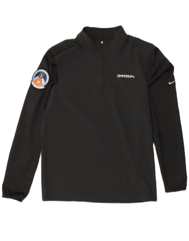 NIKE Mens Zip Neck Pullover Tracksuit Top Small Black Polyester Vintage Nike and Second-Hand Nike from Messina Hembry 