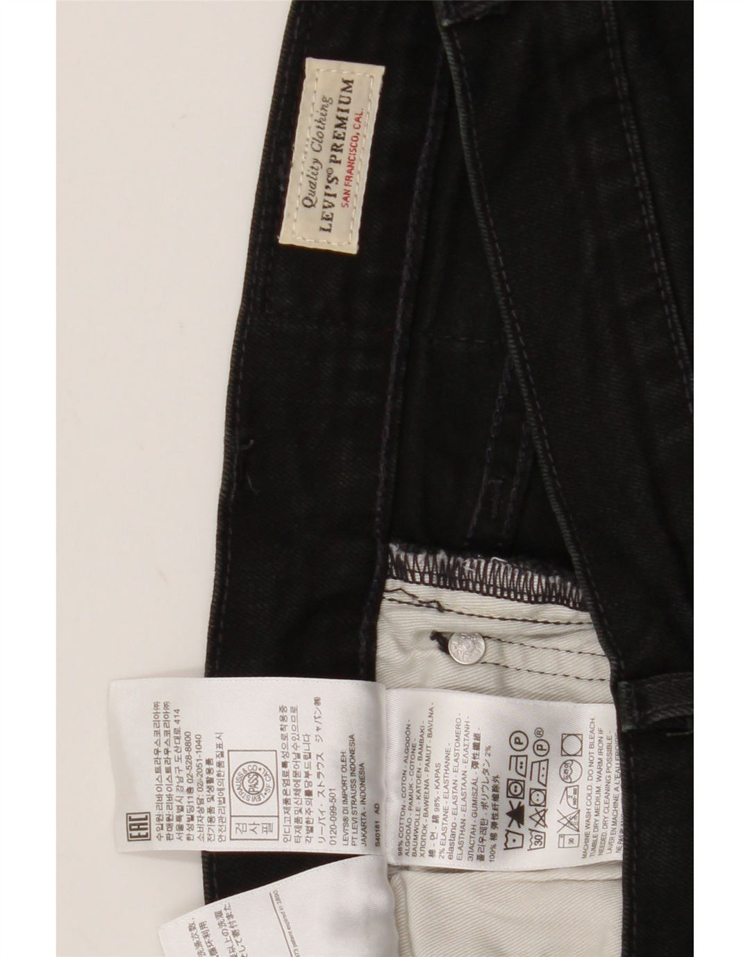 Jeans slim da uomo Levi's W31 L32 cotone nero