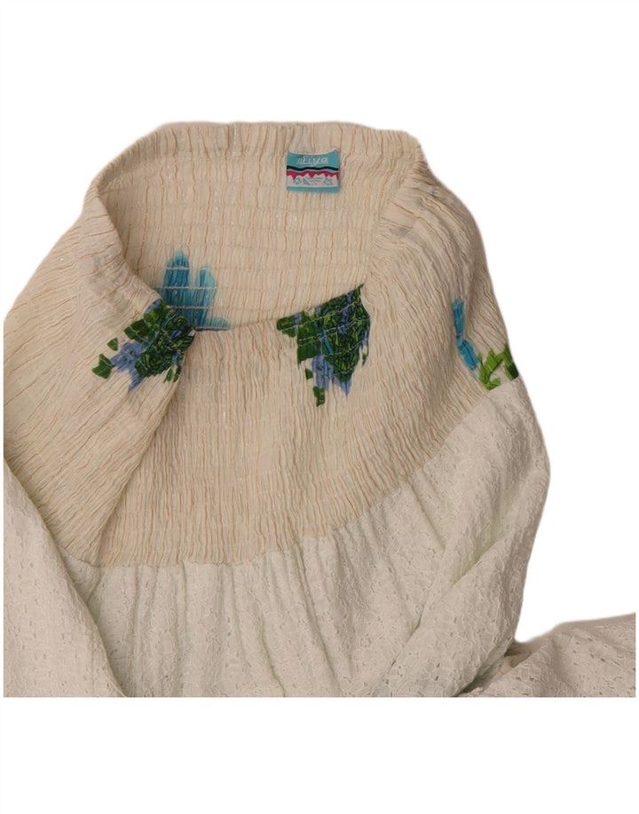 Gonna lunga a strati da donna SIYA W30 cotone floreale bianco sporco medio