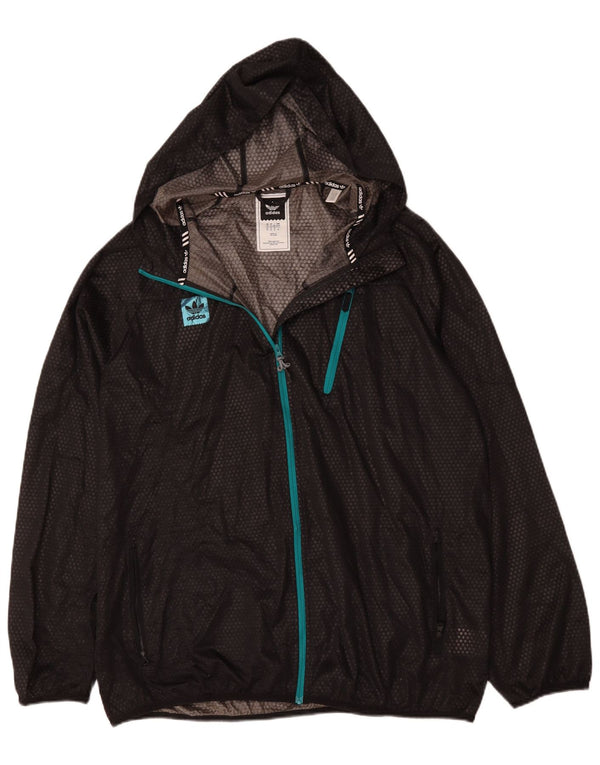 Giacca antipioggia da uomo Adidas con cappuccio UK 42 XL poliestere nero