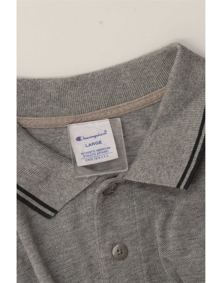 Polo da uomo Champion a righe grandi grigie