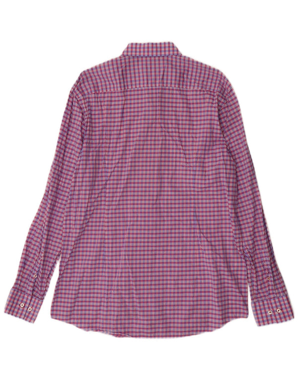 Camicia slim fit da uomo Hugo Boss taglia 43 17 XL cotone a quadri viola