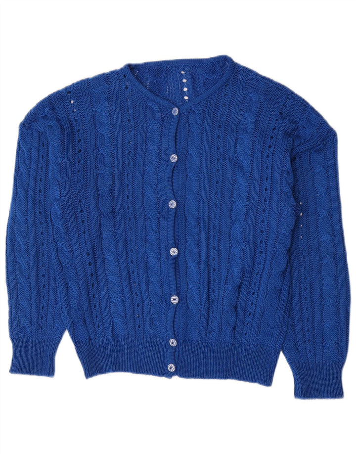 Maglione cardigan da donna vintage UK 16 grande blu