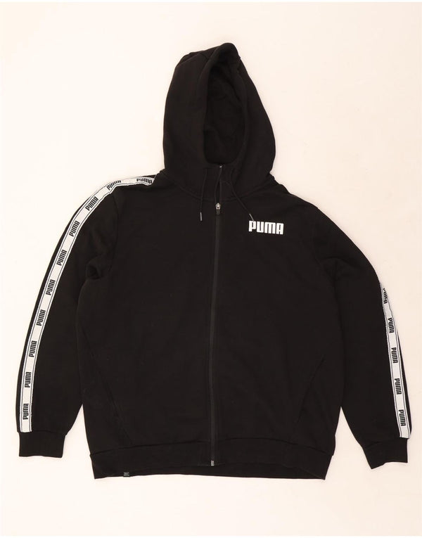 Felpa con cappuccio e zip grafica PUMA da uomo XL in cotone color block nero