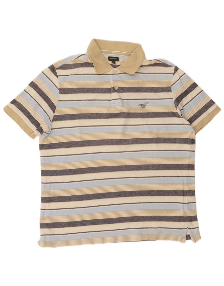 Polo da uomo Henry Cottons grande in cotone a righe multicolori