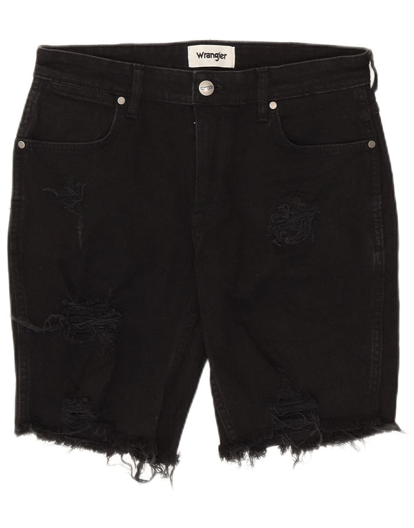 Pantaloncini di jeans invecchiati da uomo Wrangler W32 cotone nero medio