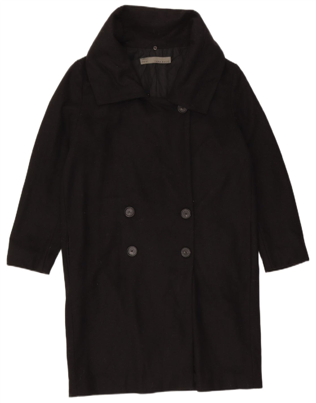 Cappotto doppiopetto da donna Zara UK 16 grande lana nera
