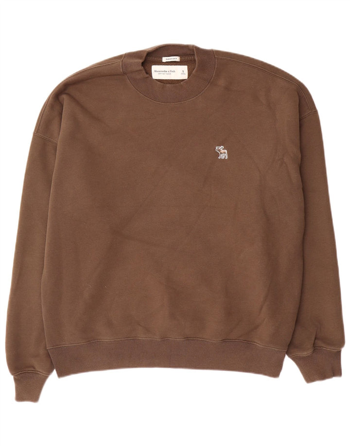 Abercrombie & Fitch Felpa oversize da uomo Maglione piccolo in cotone marrone