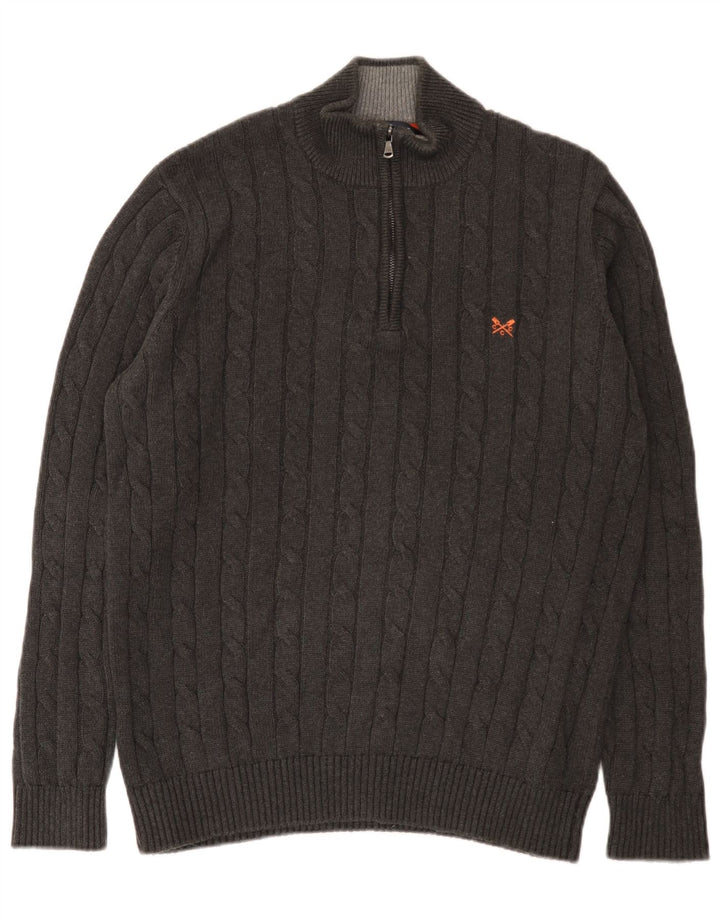 J. Crew Maglione da uomo con zip e collo grande in cotone grigio