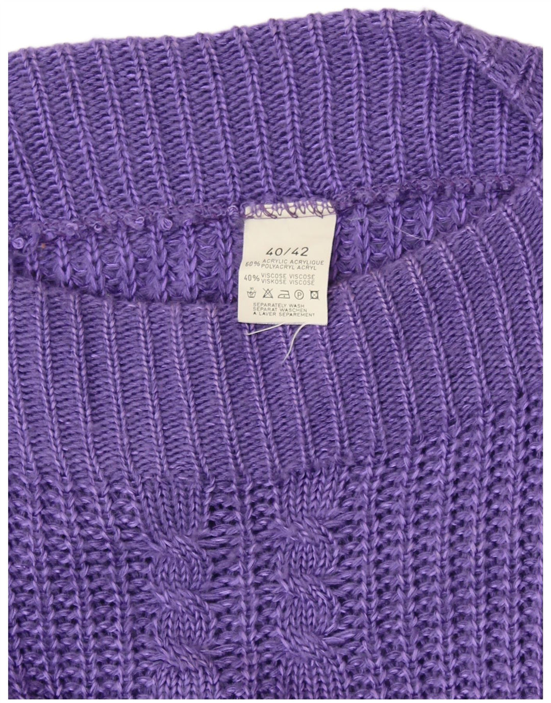 Maglione maglione con scollo a barca da donna VINTAGE EU 40/42 Acrilico viola medio